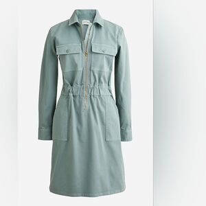 J. Crew Long-sleeve zip-front chino dress Women's Size 24 NWT